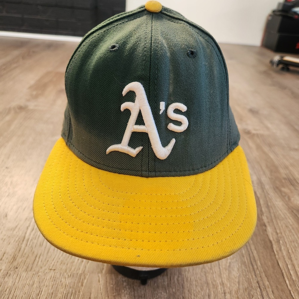 VTG Oakland Athletics MLB Fitted Baseball Hat Cap New Era 59Fifty 100% Wool READ - Picture 2 of 16